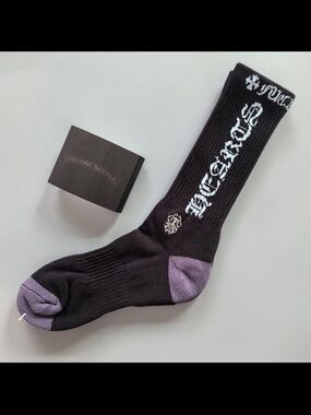 Chrome Hearts Black Socks with Purple Heel & Toe - Chrome Hearts